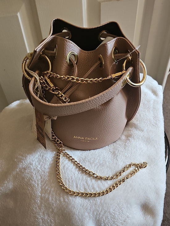 Anna Paola Handbags - Anna Paola Blush Pink Pebbled Bucket Crossbody